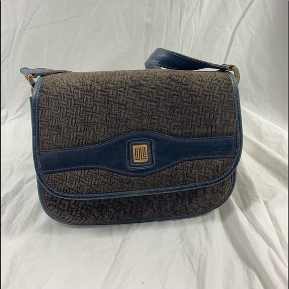 Genuine vintage LANVIN suede and leather  blue grey flap shoulder bag purse - Picture 3 of 15